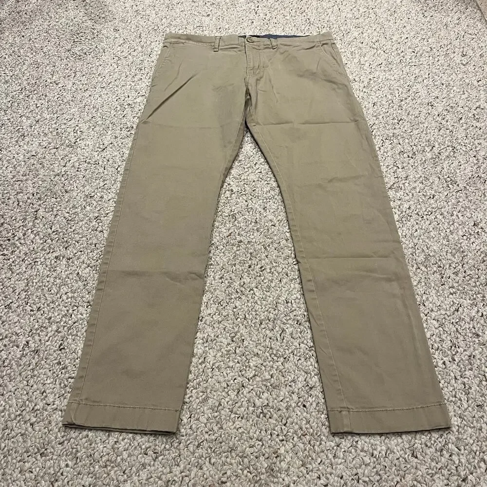 J Crew 484 Slim Flex Chino Pant Mens 32x32 Khaki Preppy Classic Casual Academia